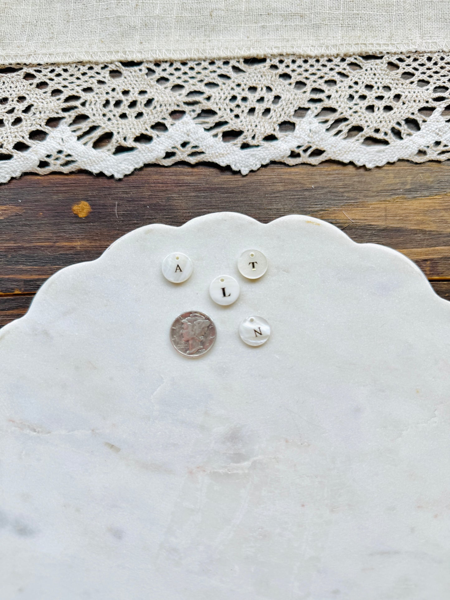 Mother of Pearl Initial Charms