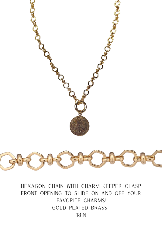 Hexagon Charm Keeper Chain