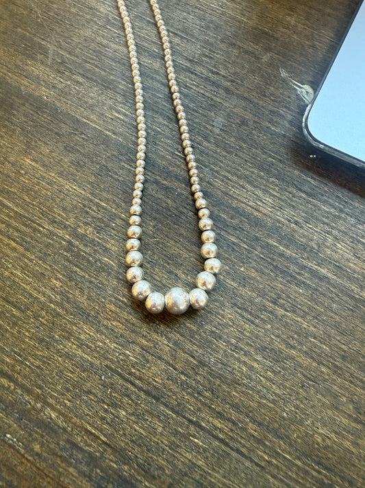 Vintage Graduated Sterling Beaded Necklace