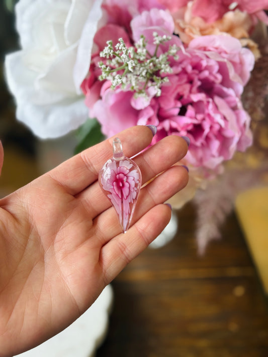 Vintage Blown Glass Flower Pendants