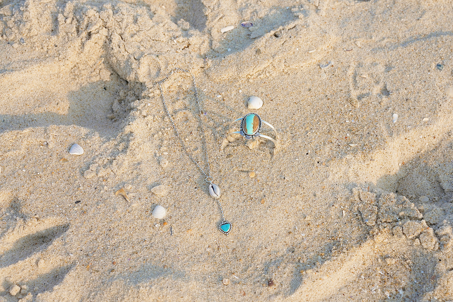 Cowrie & Turquoise Lariat
