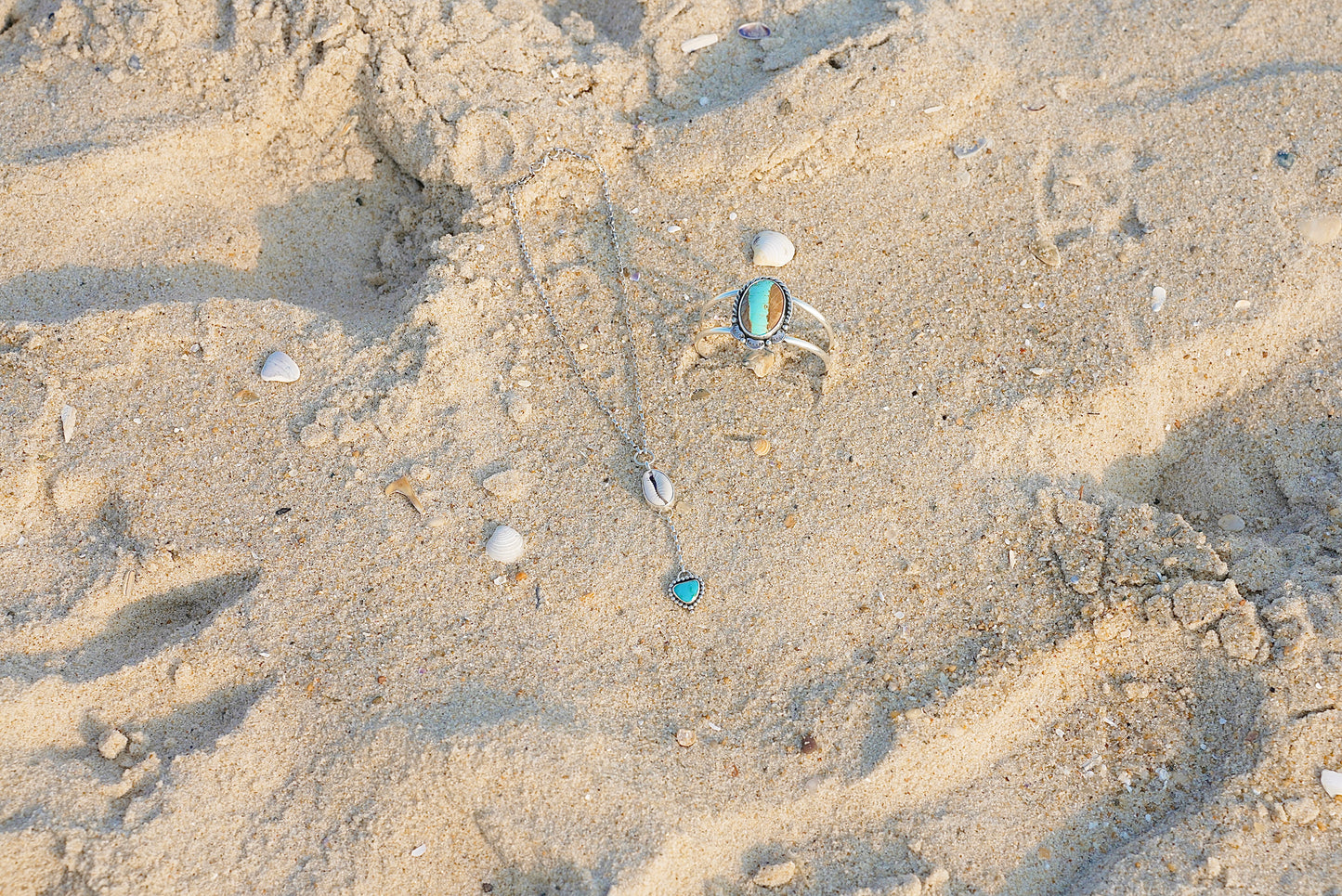Cowrie & Turquoise Lariat