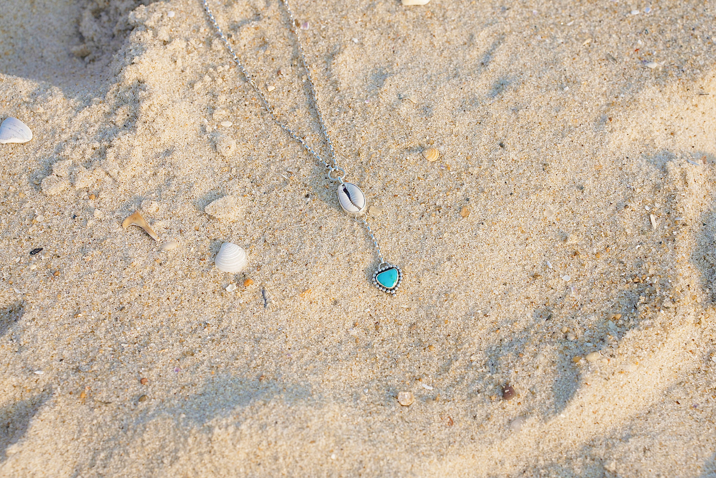 Cowrie & Turquoise Lariat