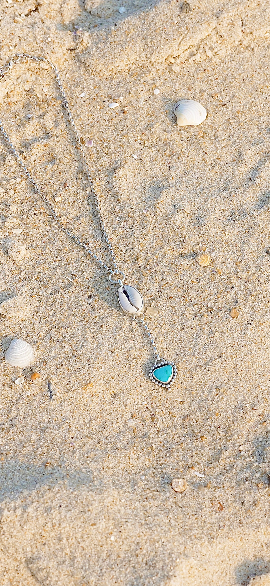 Cowrie & Turquoise Lariat