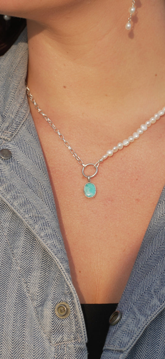 Chérie Turquoise + Pearl Necklace