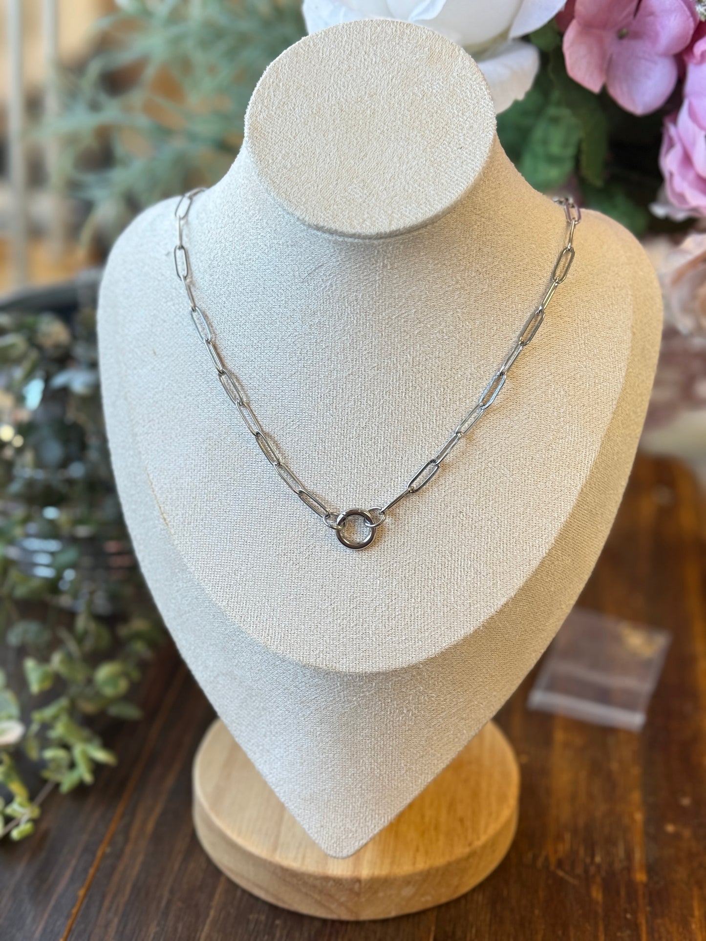 Stainless Steel Charm Keeper Neckalce