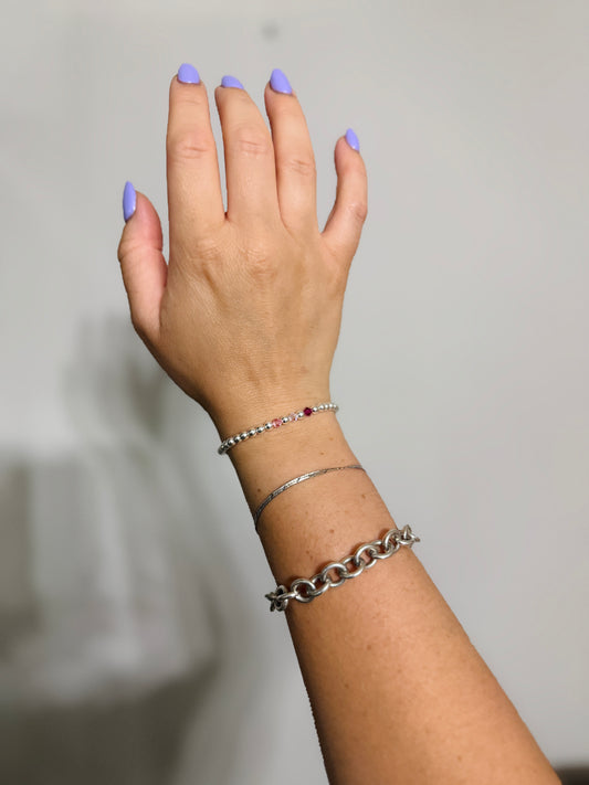 Sterling Silver Beaded Birthstone Bracelets