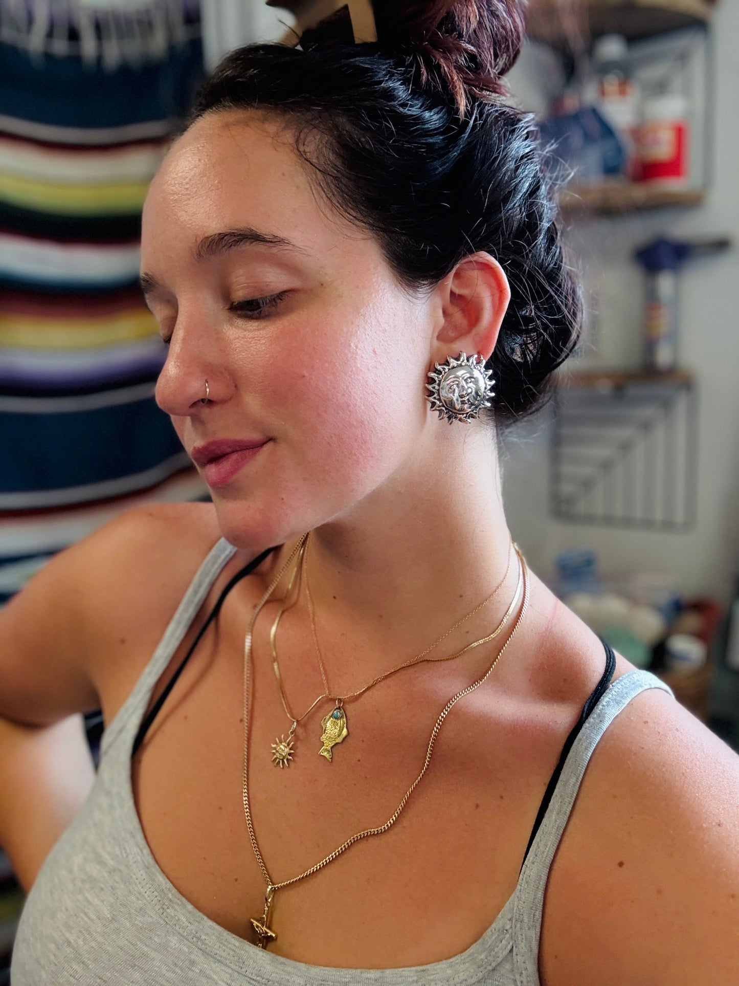 Vintage Smiling Sun Earrings