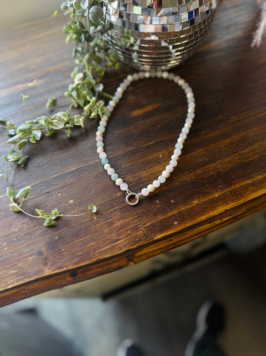 Vintage Quartz & Pearl Handmade Charm Keeper Necklace