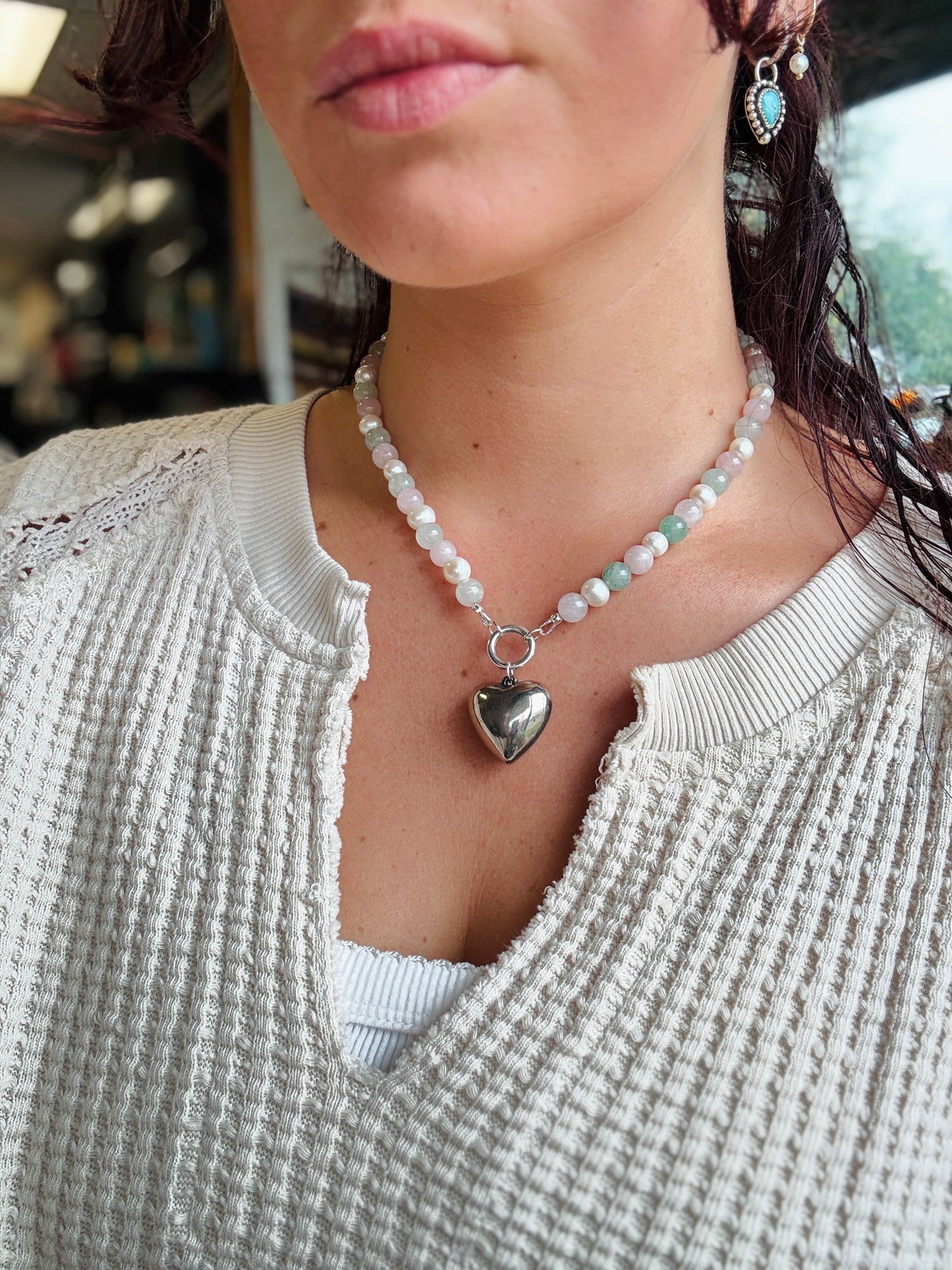 Vintage Quartz & Pearl Handmade Charm Keeper Necklace