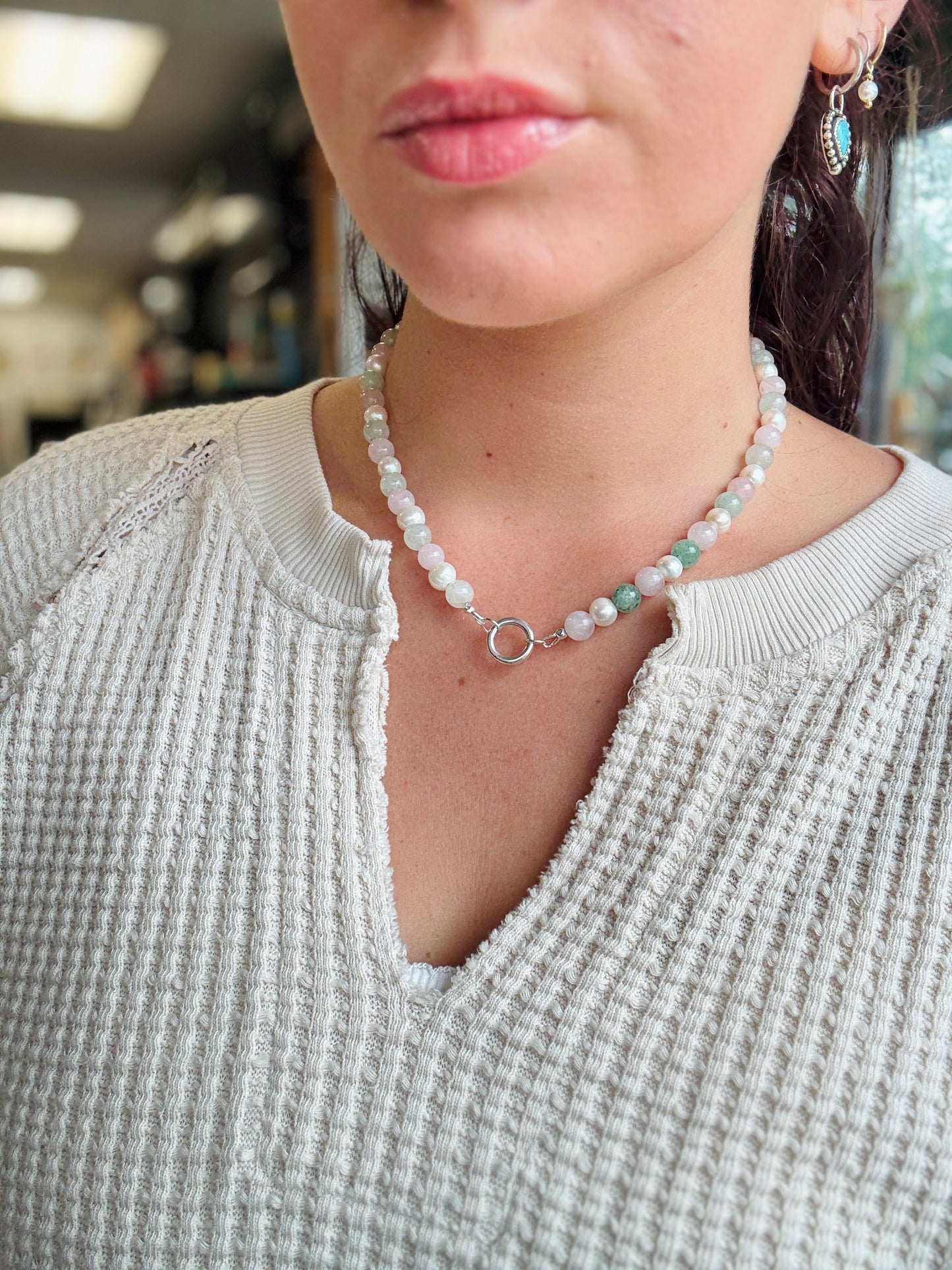 Vintage Quartz & Pearl Handmade Charm Keeper Necklace