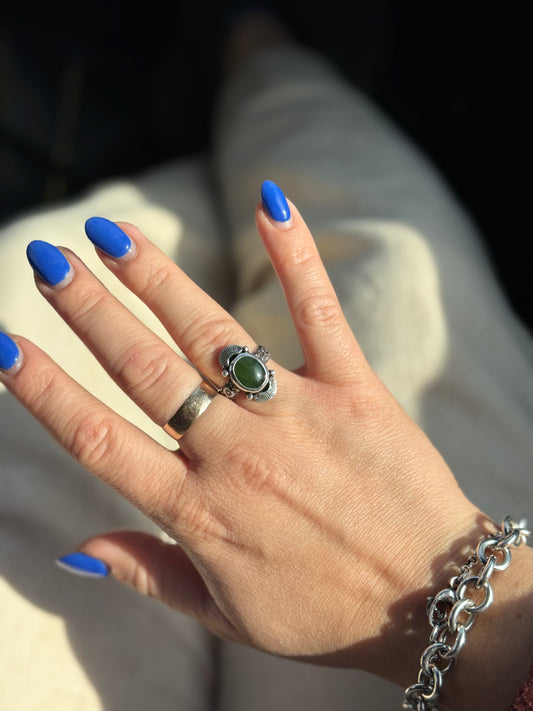 Nephrite Jade Ray of Luck Ring Size 7