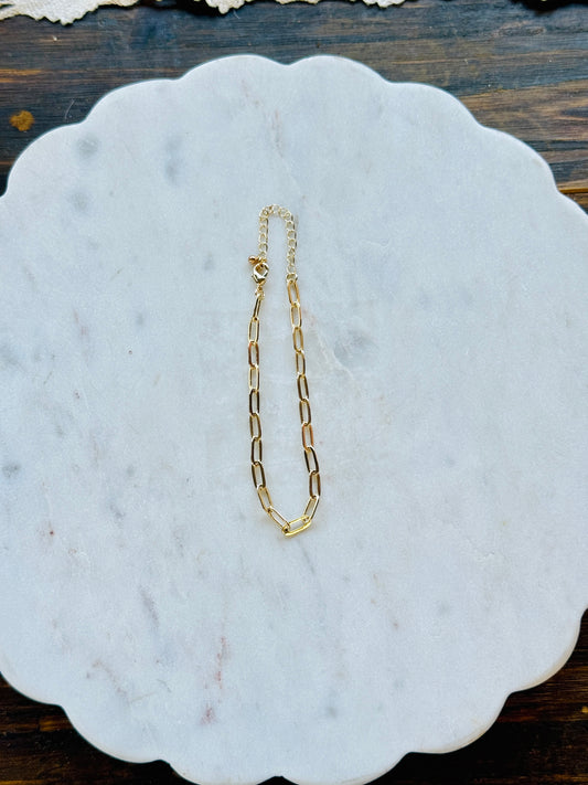 Paper Clip Chain Gold over Brass Bracelet