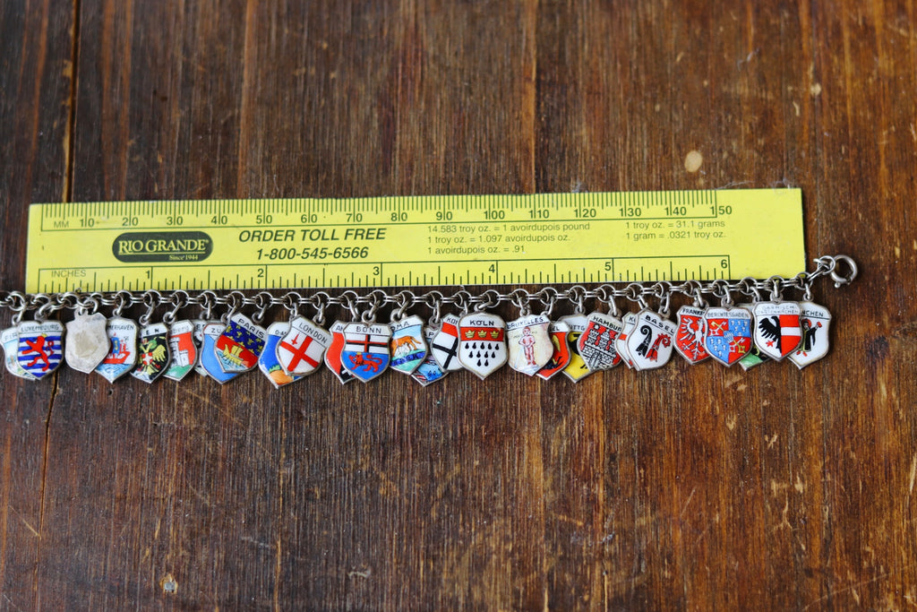 Vintage Sterling Silver European Travel Charm Bracelet
