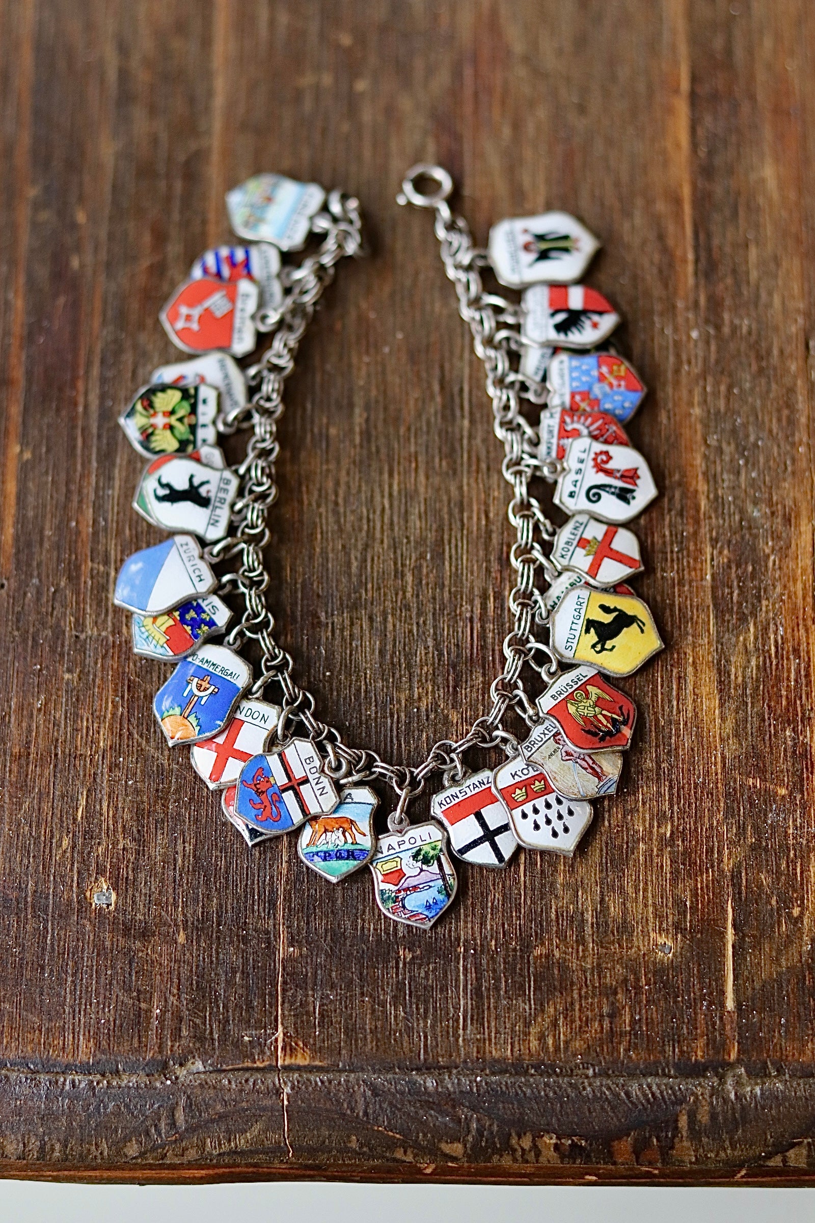Vintage Sterling Silver European Travel Charm Bracelet