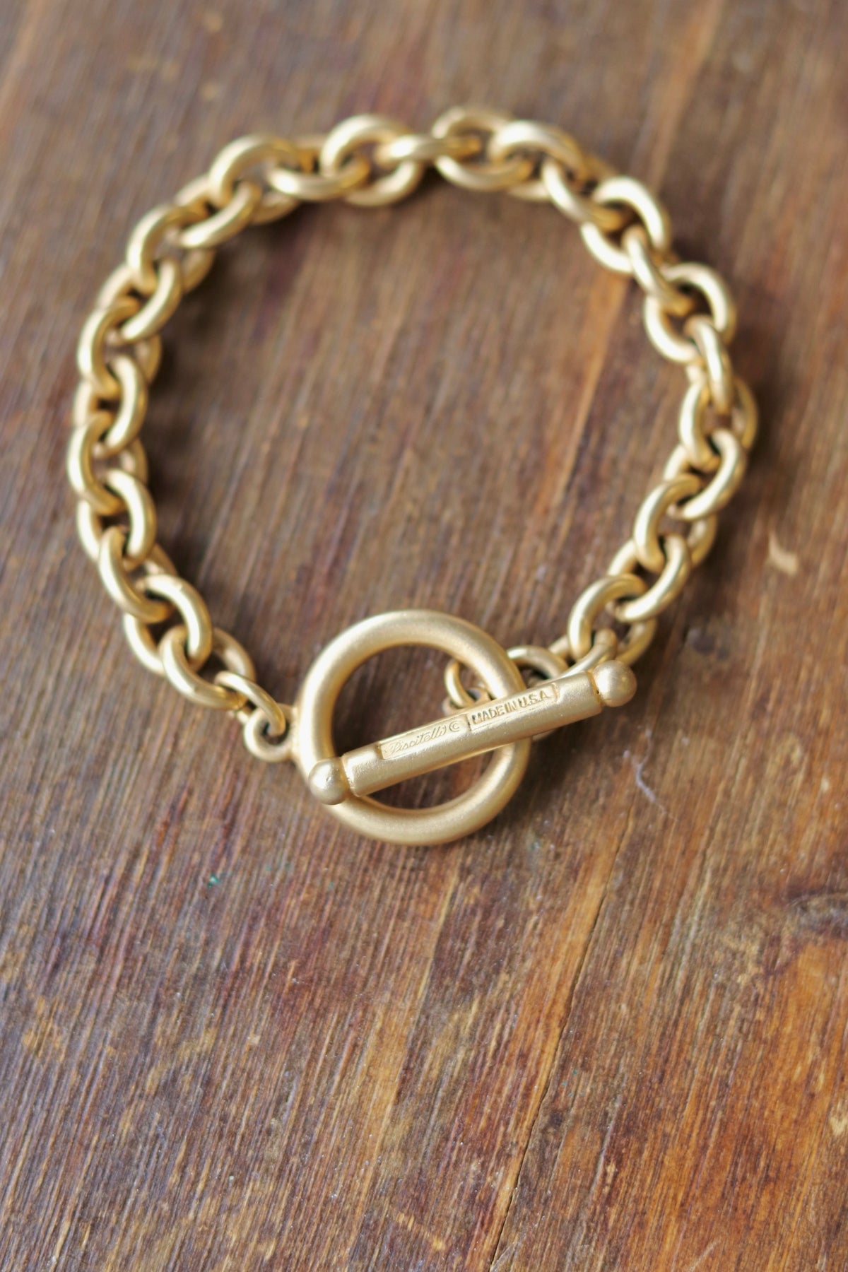 Vintage Piscitelli Gold Tone Toggle Bracelet