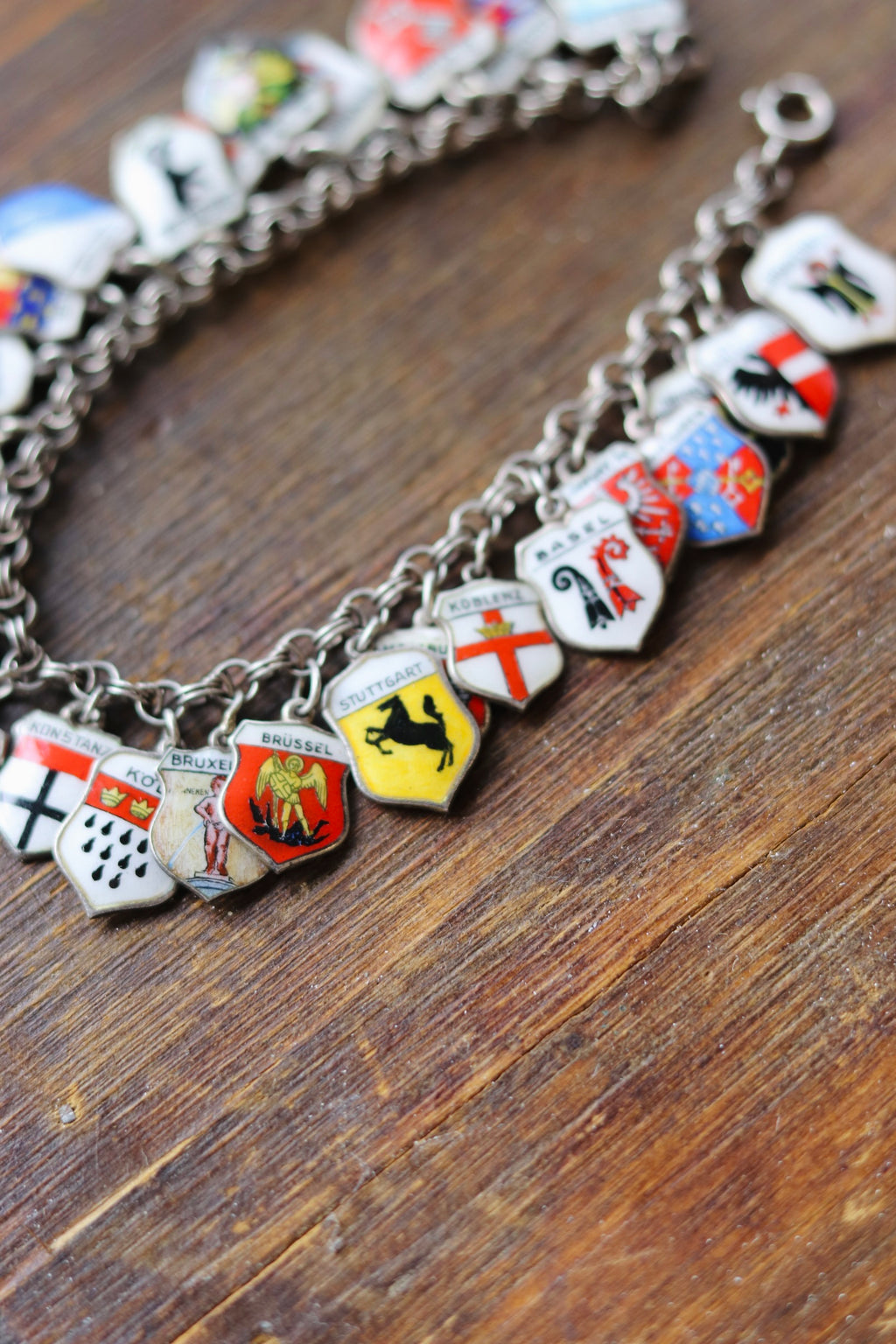 Vintage Sterling Silver European Travel Charm Bracelet