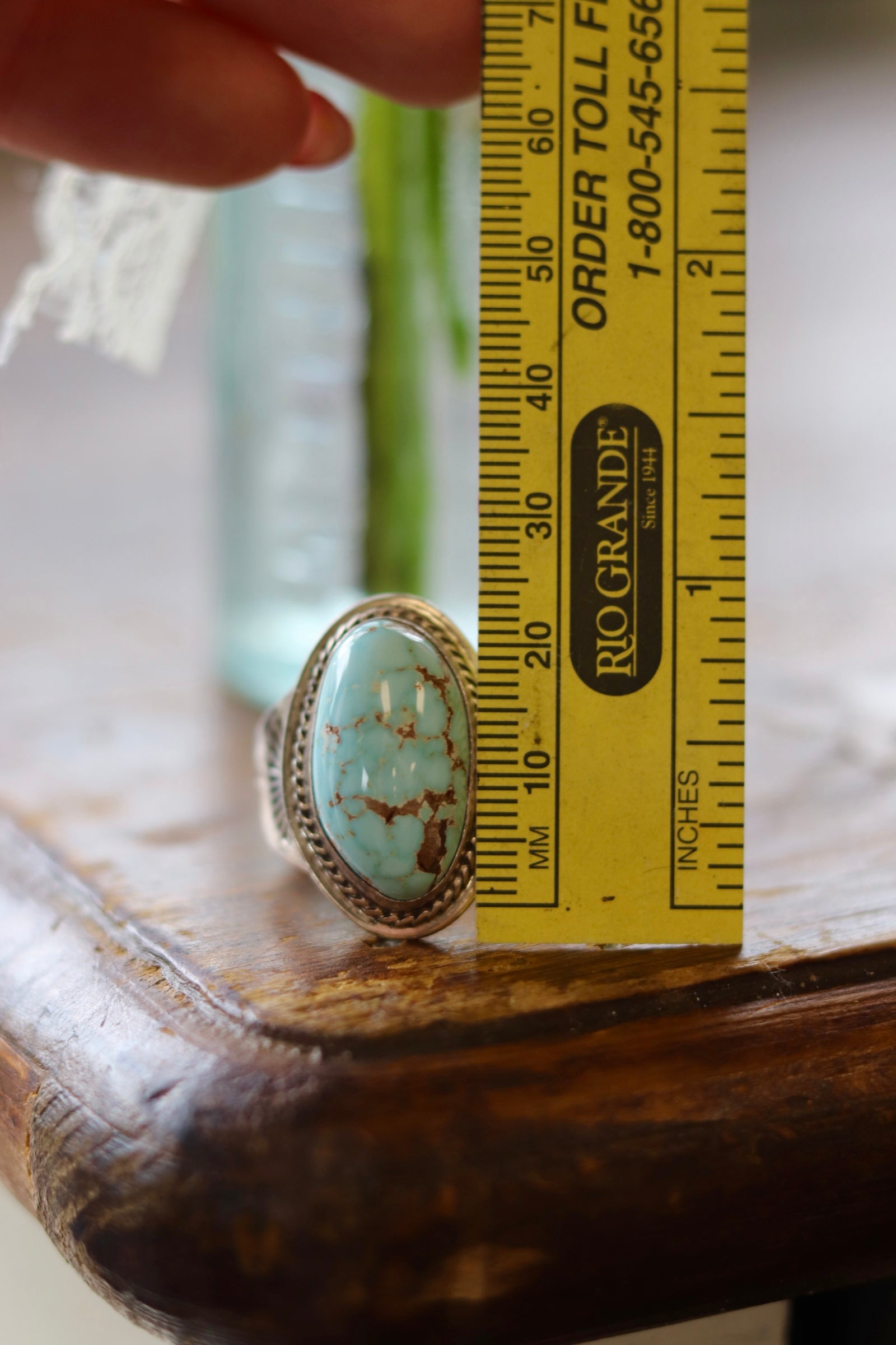 P. Sanchez Sterling Silver Turquoise Ring Size 12