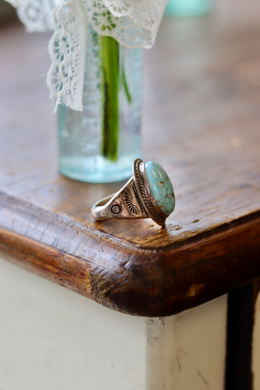 P. Sanchez Sterling Silver Turquoise Ring Size 12