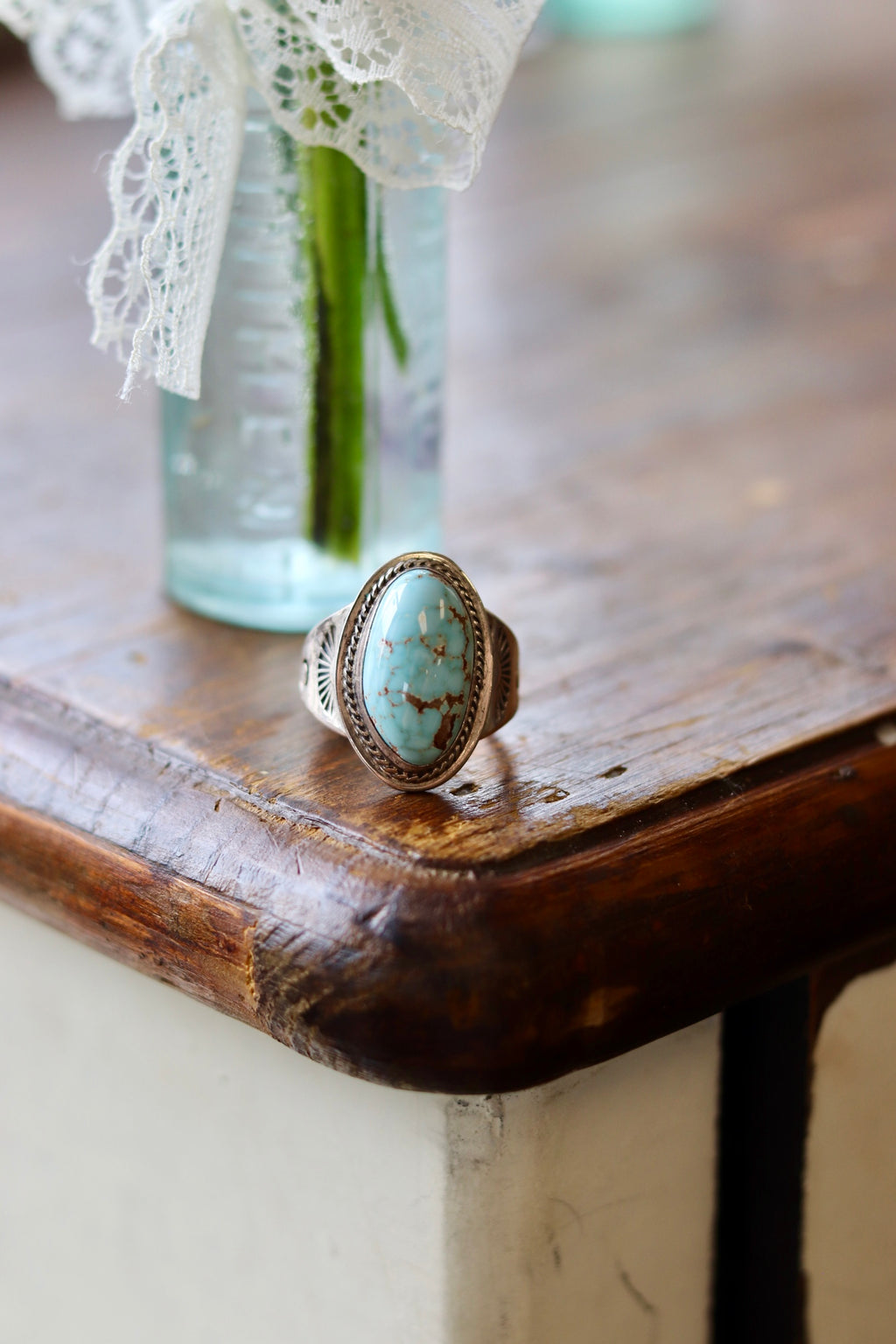 P. Sanchez Sterling Silver Turquoise Ring Size 12