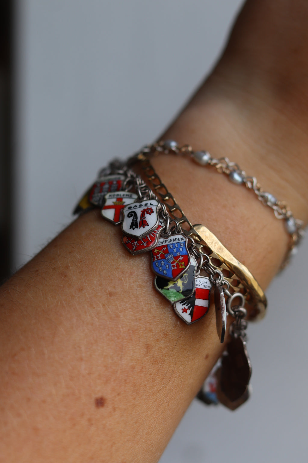 Vintage Sterling Silver European Travel Charm Bracelet