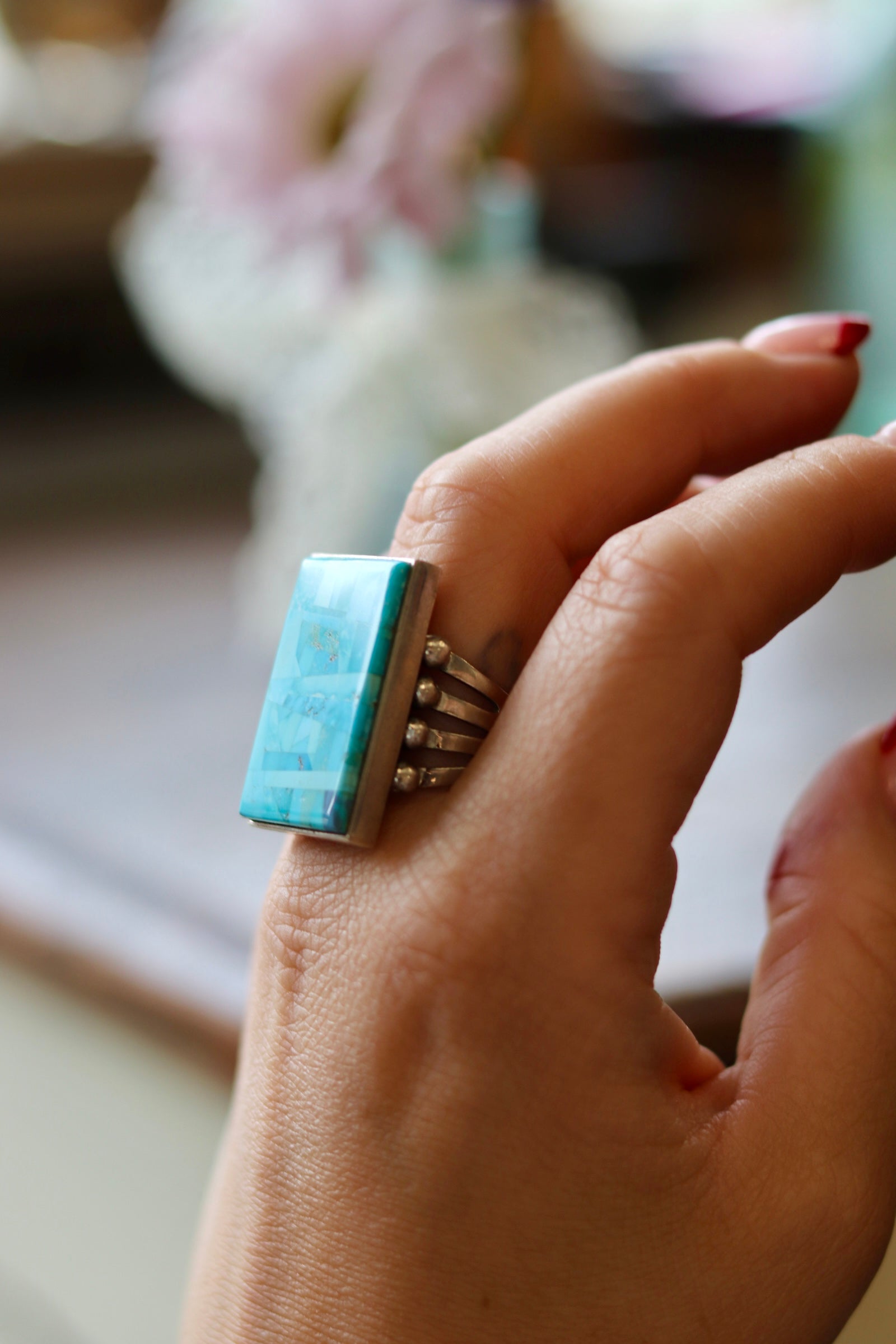 Bryon Yellowhorse Turquoise Mosaic Inlay Ring