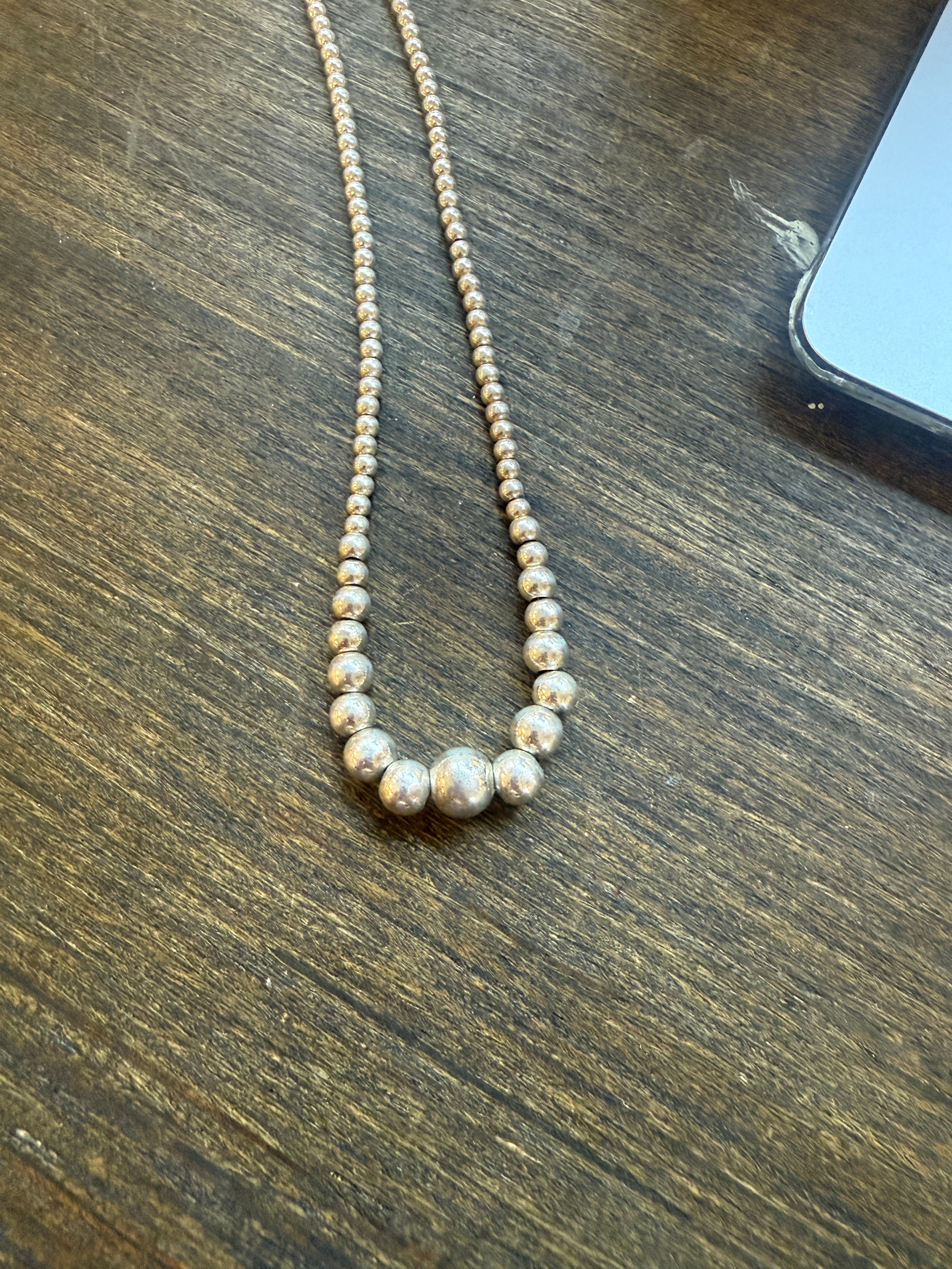 Vintage Graduated Sterling Beaded Necklace