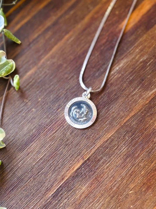 Vintage Taxco Capricorn Zodiac Necklace