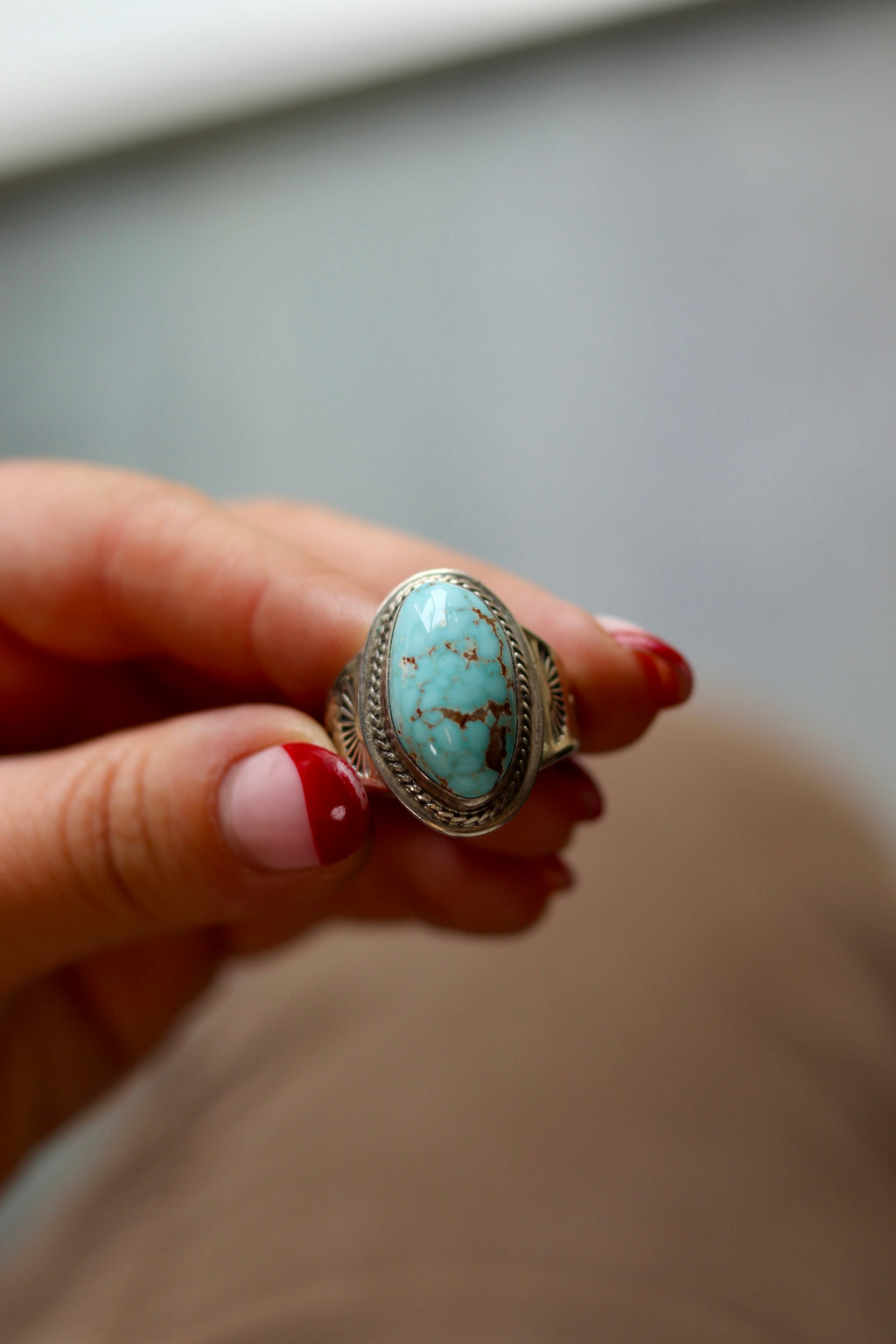 P. Sanchez Sterling Silver Turquoise Ring Size 12