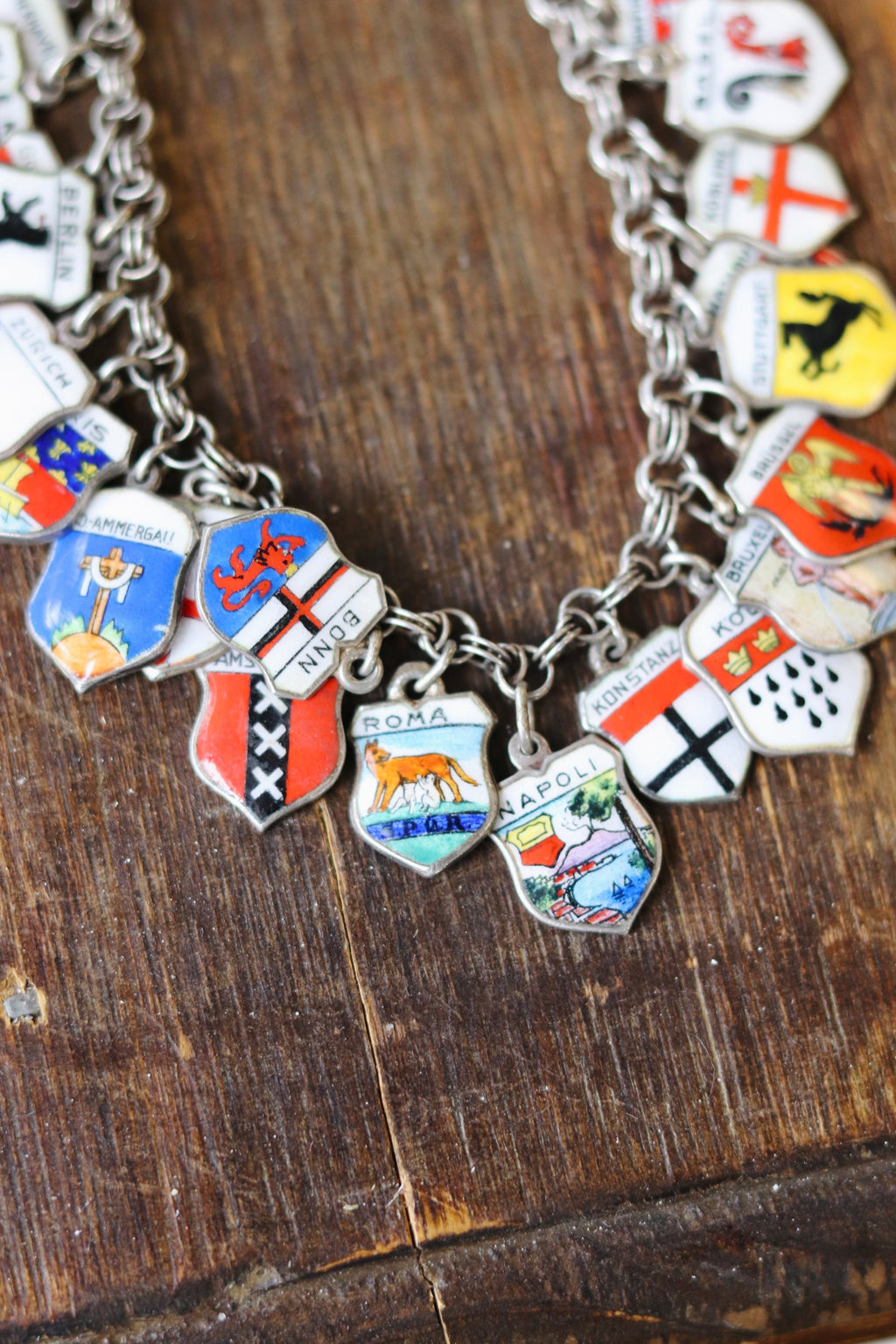 Vintage Sterling Silver European Travel Charm Bracelet