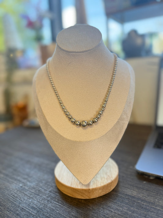 Vintage Graduated Sterling Beaded Necklace