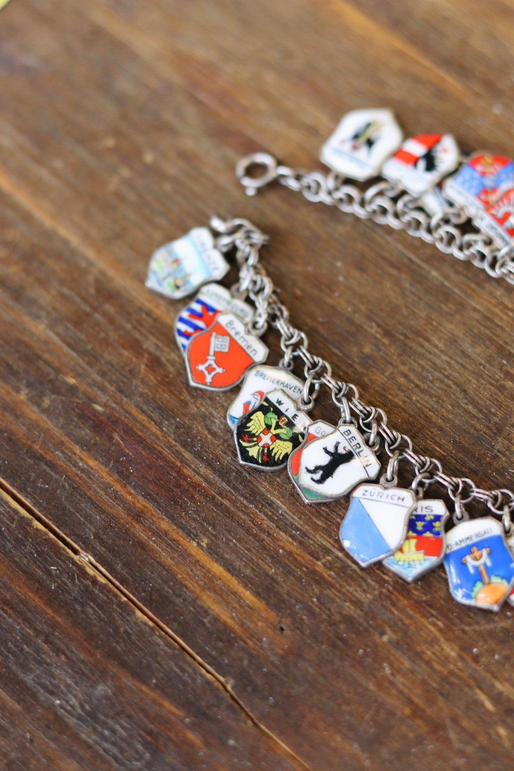 Vintage Sterling Silver European Travel Charm Bracelet