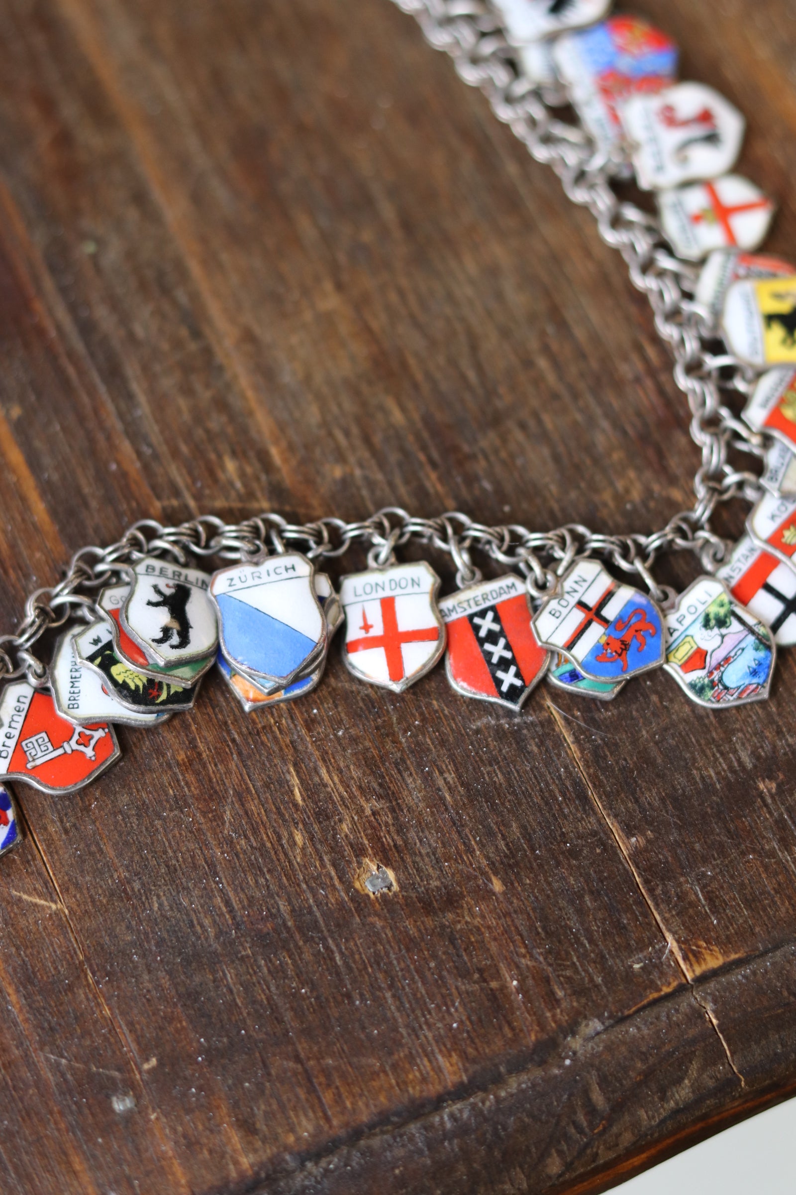 Vintage Sterling Silver European Travel Charm Bracelet