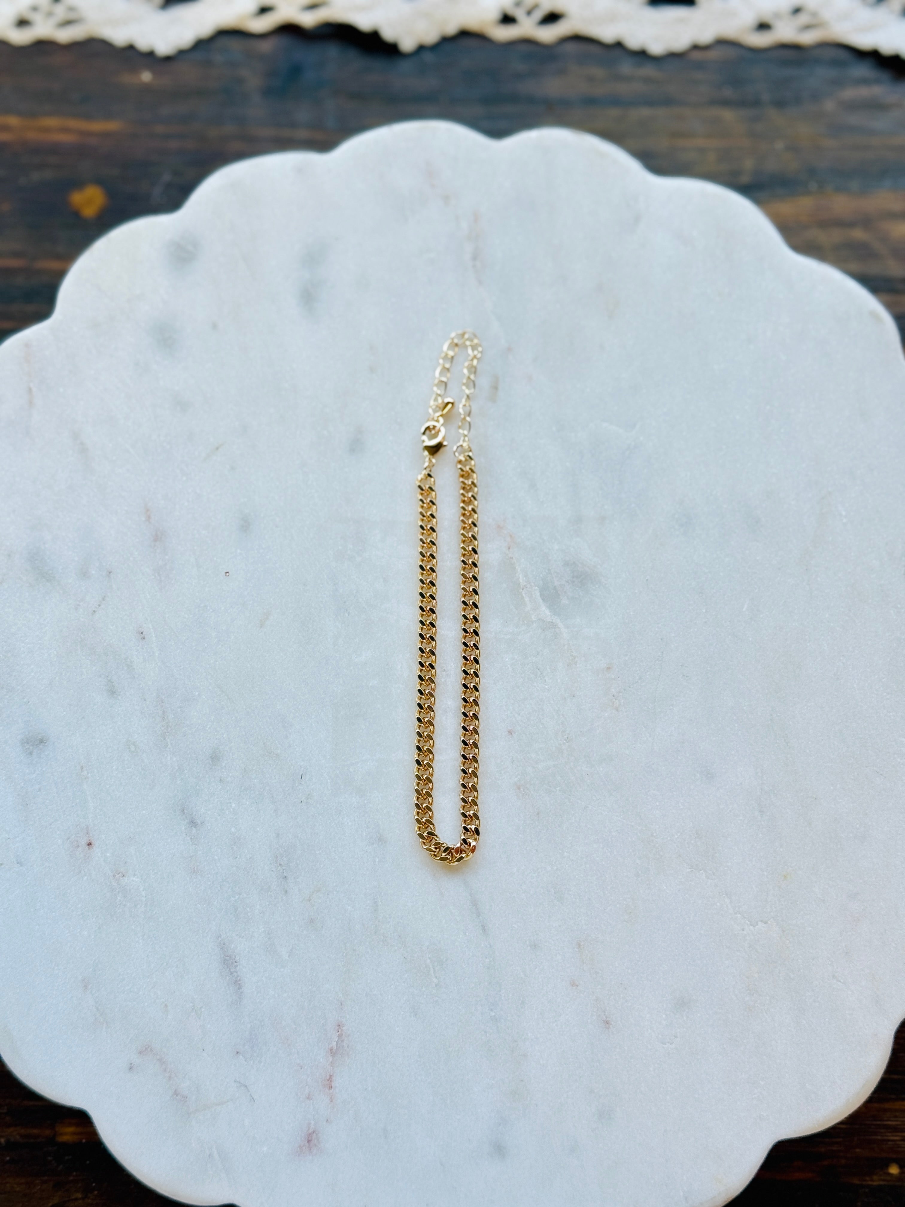 Curb Chain Gold over Brass Bracelet