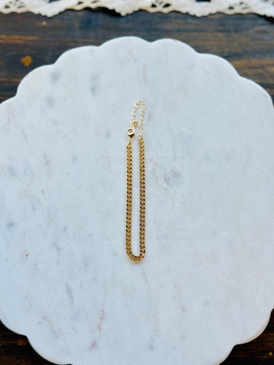 Curb Chain Gold over Brass Bracelet