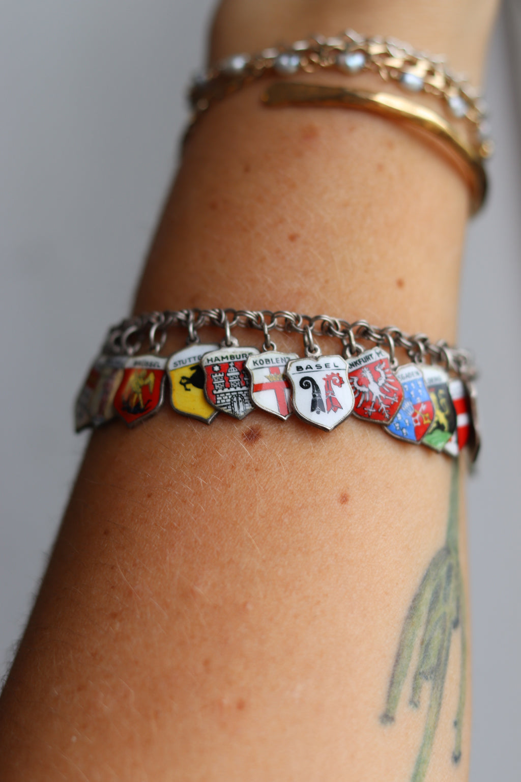 Vintage Sterling Silver European Travel Charm Bracelet