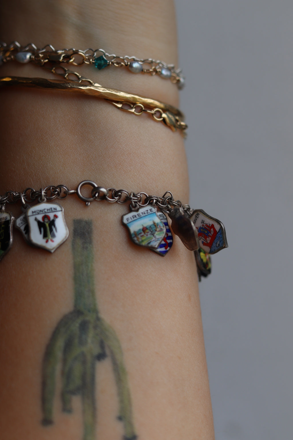 Vintage Sterling Silver European Travel Charm Bracelet