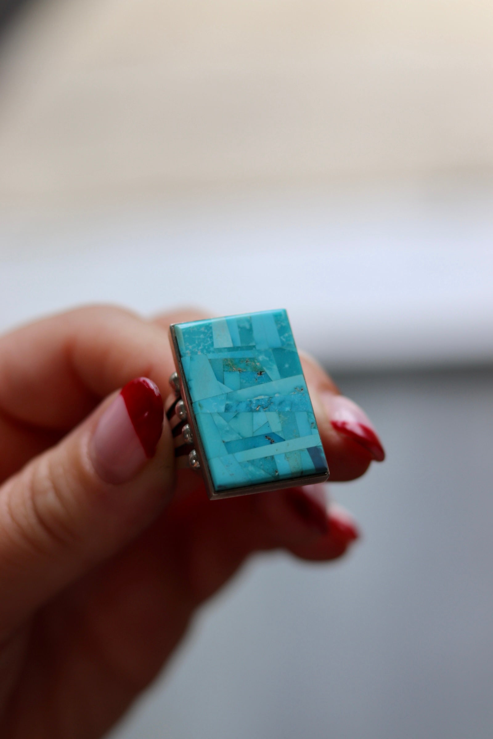 Bryon Yellowhorse Turquoise Mosaic Inlay Ring