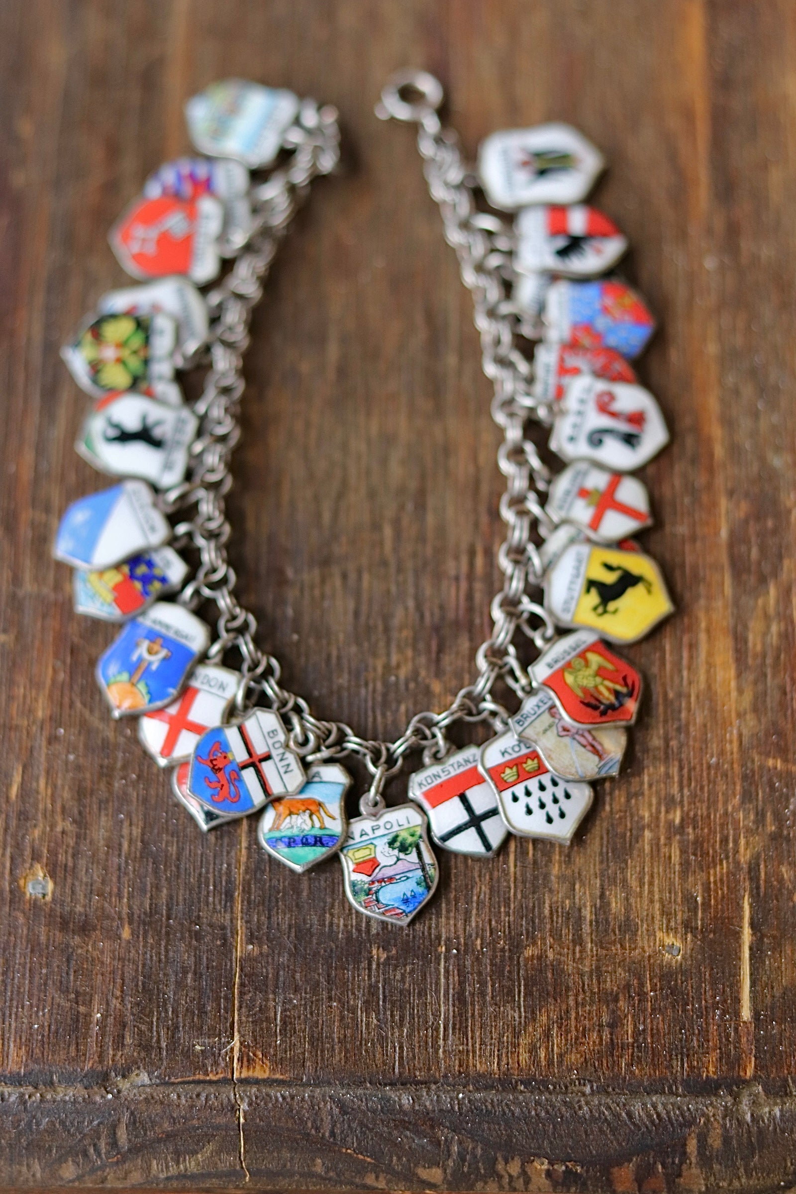 Vintage Sterling Silver European Travel Charm Bracelet