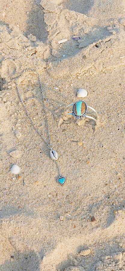 Cowrie & Turquoise Lariat