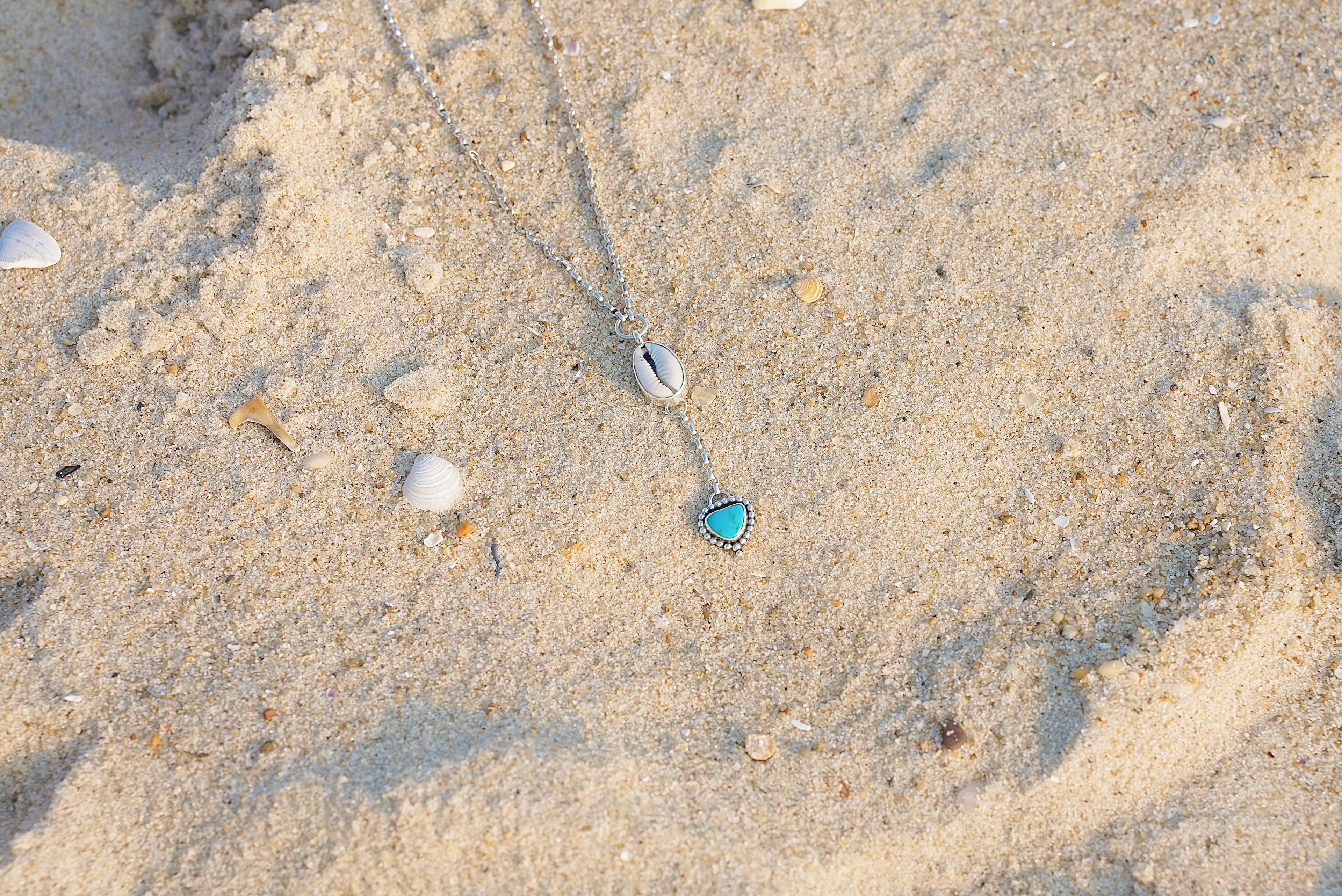 Cowrie & Turquoise Lariat