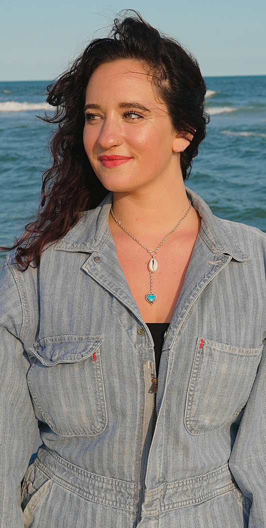Cowrie & Turquoise Lariat