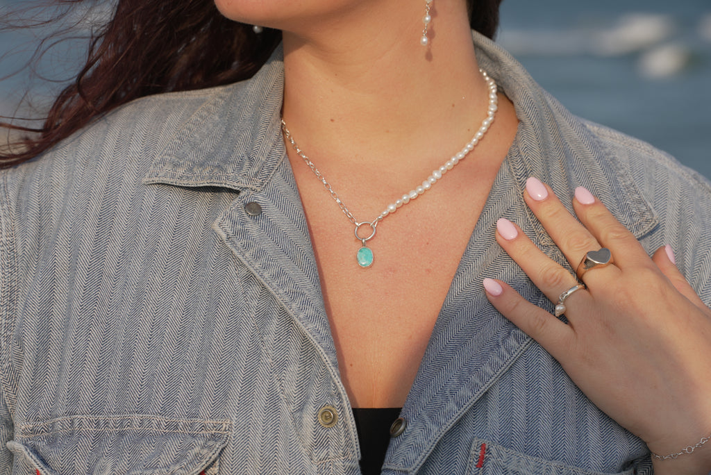 Chérie Turquoise + Pearl Necklace