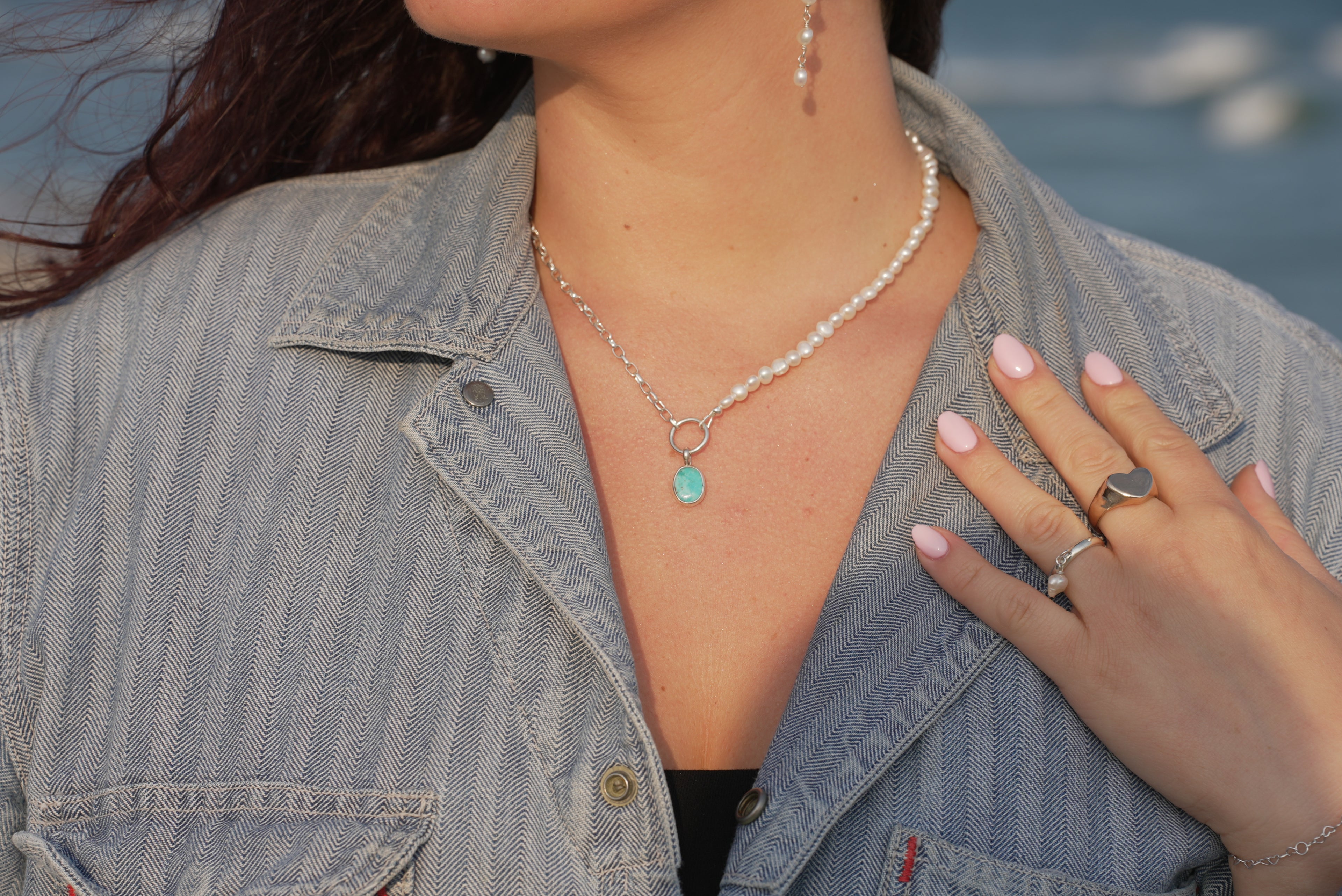 Chérie Turquoise + Pearl Necklace