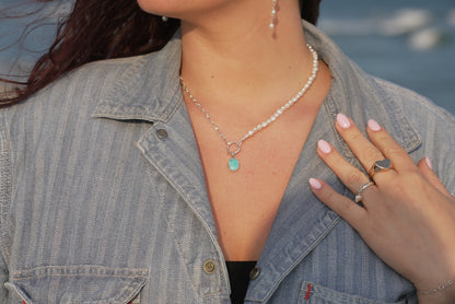 Chérie Turquoise + Pearl Necklace