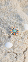 Coral + Turquoise Flower Necklace