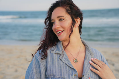Coral + Turquoise Flower Necklace