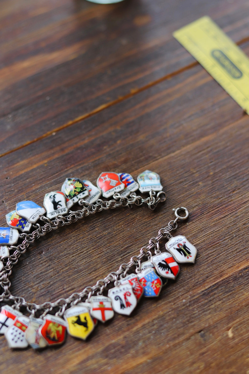 Vintage Sterling Silver European Travel Charm Bracelet