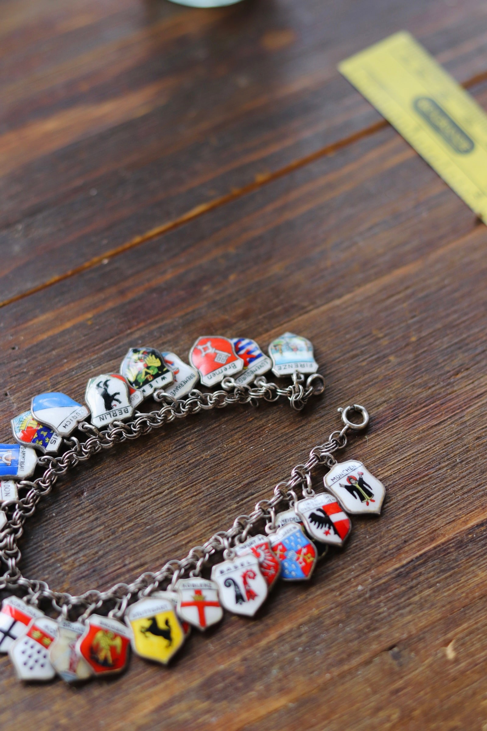 Vintage Sterling Silver European Travel Charm Bracelet