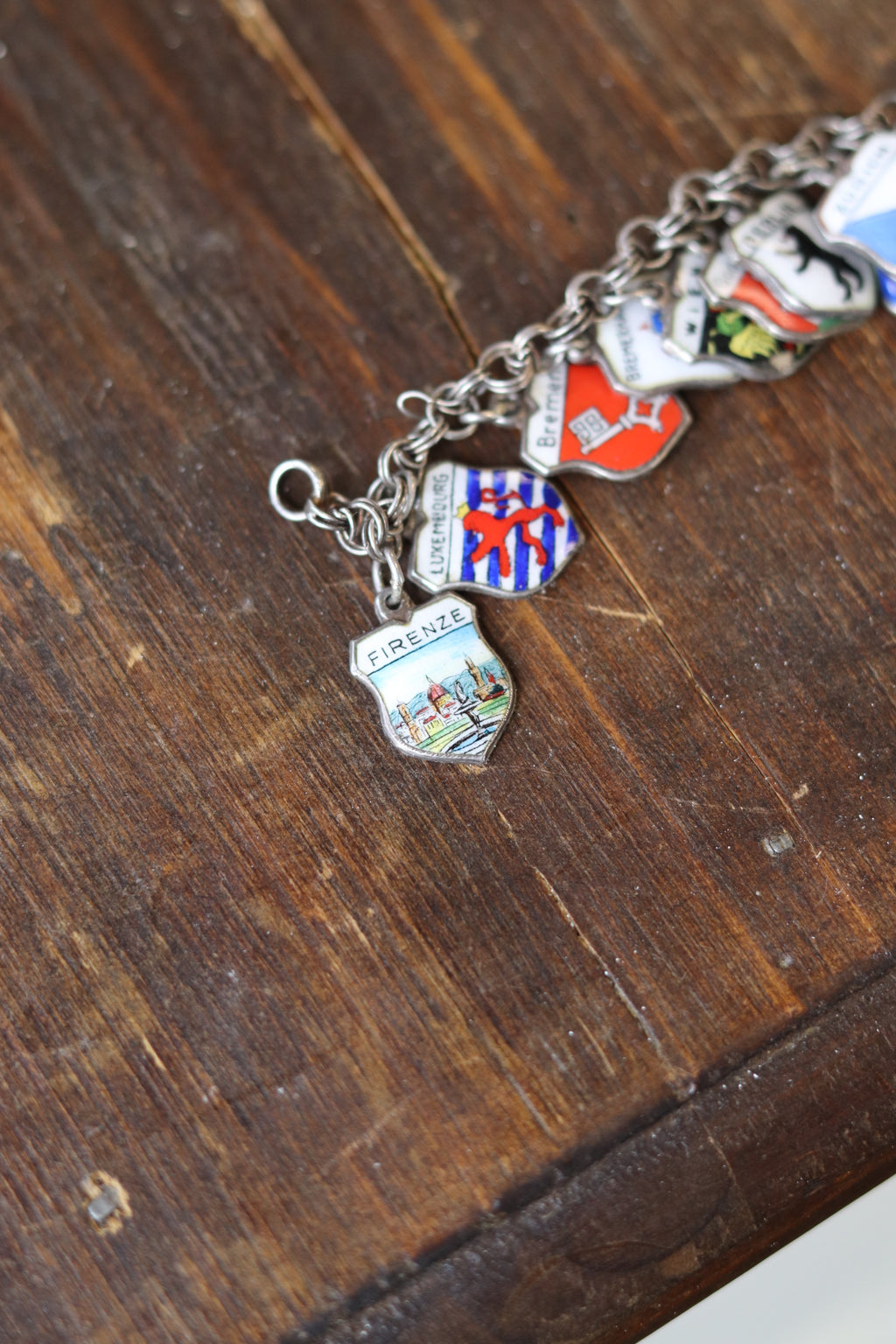 Vintage Sterling Silver European Travel Charm Bracelet